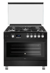 Ferre Gas Oven Full Safety, Digital Timer, 2Fan, 90*60 Cm, 2Turbo, 3Normal Burners, Black - FK962DBB