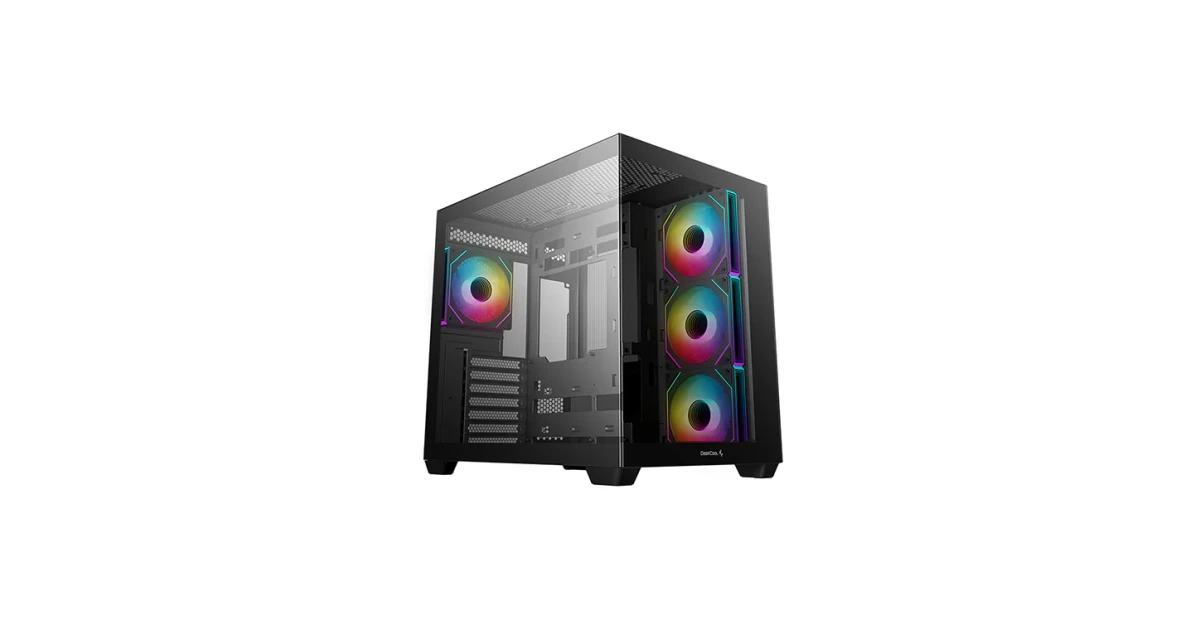 DeepCool CG530 4F Panoramic ATX Mid-Tower Case – Black, Tempered Glass, 4x ARGB Fans