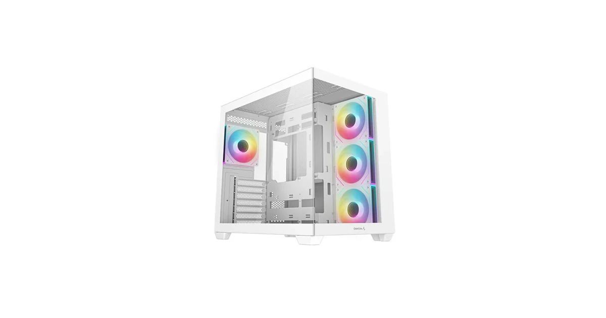 DeepCool CG530 4F Panoramic ATX Mid-Tower Case – White, Tempered Glass, 4x ARGB Fans