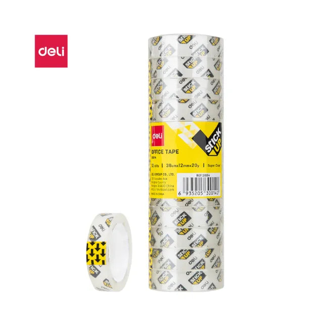 Deli 30014 Office Tape 0.5 inch , Pack of 12