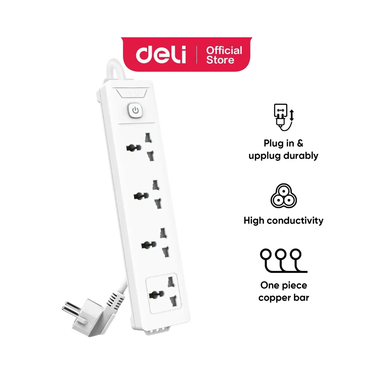 Deli ET404 Power Strip - 4 inputs , 5M