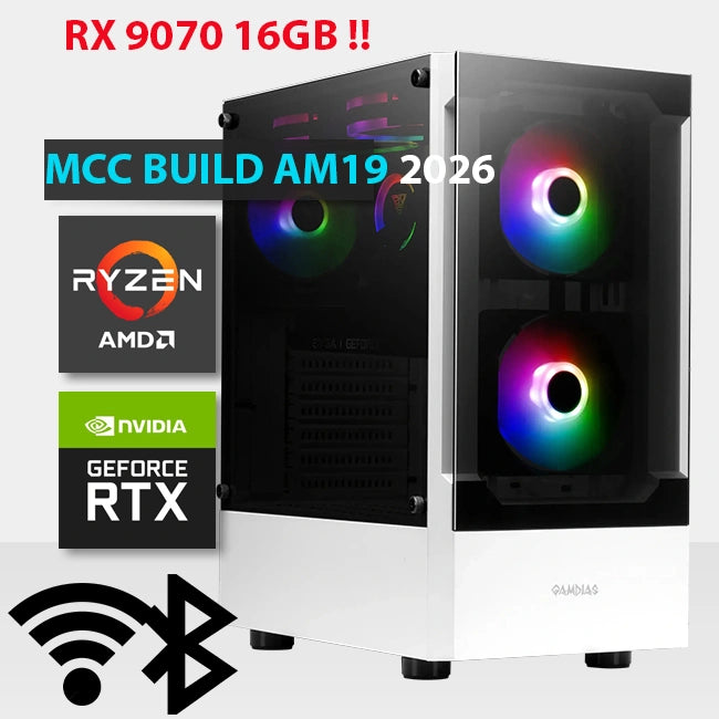 MCC AM19-26 - MIDAS Gaming PC Build || AMD Ryzen 5 7500X3D 6-Core - AMD Radeon RX 9070 16GB GDDR6 Graphics Card
