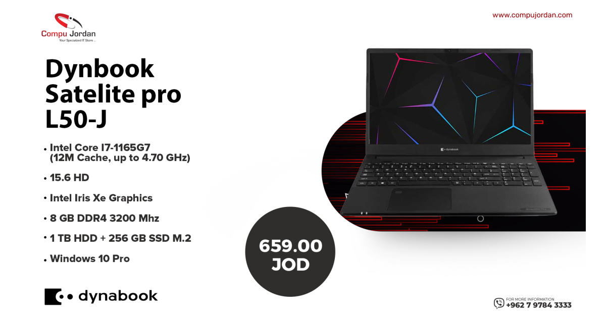 DYNABOOK SATELLITE PRO L50-J-12G Intel Core I7-1165G7 - Laptop - CompuMe