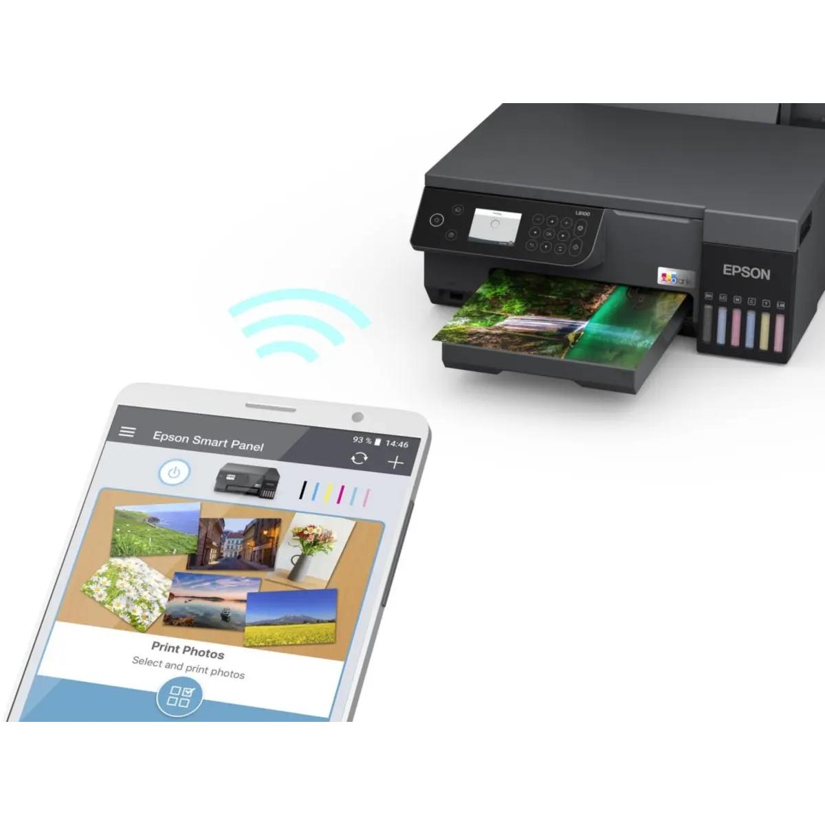 Epson EcoTank L8100 A4 3-in-1 Photo Printer, Epson Smart Panel App, Ink Tank System, 5.400 Pages, 1.500 Photos Color Yield, 1200 DPI x 4800 DPI, 37dB Noise Level, Black Epson EcoTank L8100 A4 3-in-1 Photo Printer, Epson Smart Panel App, Ink Tank System, 5.400 Pages, 1.500 Photos Color Yield, 1200 DPI x 4800 DPI, 37dB Noise Level, Black