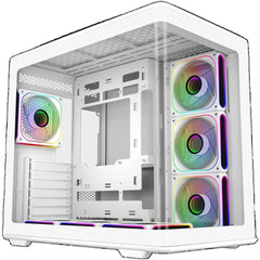 Cooler Master Elite 600 (White) ATX ARGB Mid Tower Tempered Glass Panoramic Dual Chamber Fish Tank Gaming Case w/ 7 x120mm ARGB Fan (Side Reverse) & Type-C | E600-WGNN-S02 |