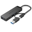 Vention 5‑in‑1 USB Hub – 4× USB 3.0 Expansion, Dual USB‑C/USB‑A Interface, 5Gbps Fast Sync, Compact Portable Design