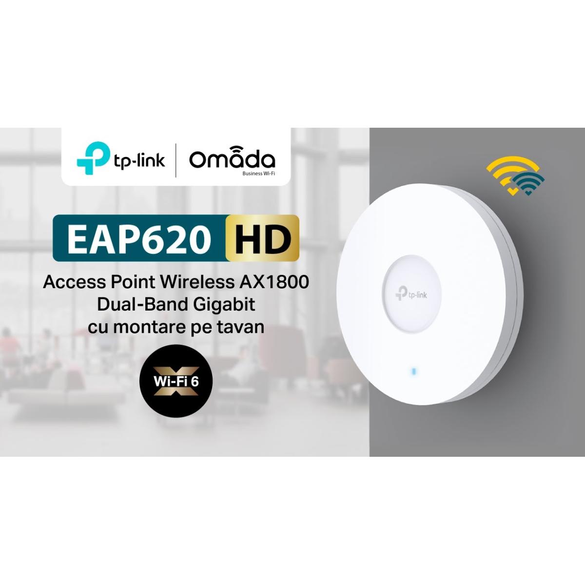 Tp Link EAP620 HD Omada Wifi 6 AX1800 Wireless Gigabit Access Point for High Density Deployment Ofdma