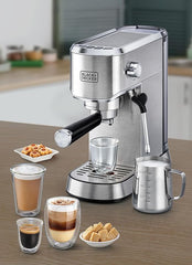 Black+Decker Espresso Machine with Milk Frother 1 liters 15-Bar