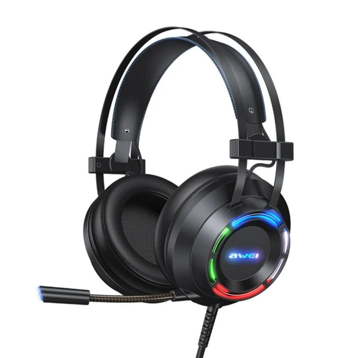 Awei USB + 3.5mm Ambient Light Gaming Wired Headset with Microphone - Black | GM-2 | - CompuMe