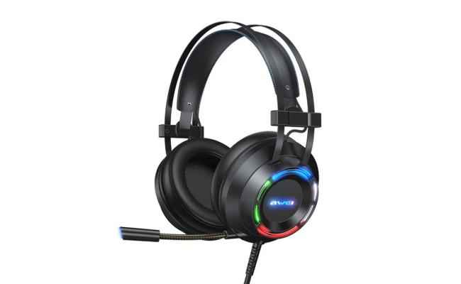 Awei USB + 3.5mm Ambient Light Gaming Wired Headset with Microphone - Black Awei USB + 3.5mm Ambient Light Gaming Wired Headset with Microphone - Black