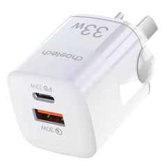 Choetech Fast Wall Charger, USB & Type C Pd, 33Watts, White - PD5006
