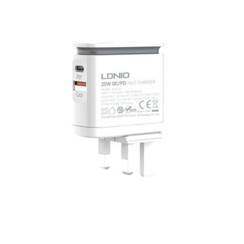 Ldnio Fast Wall Charger & Led Lamp QC3.0, 25Watts, White - A2423C