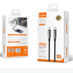 Ldnio Fast Charger Cable, 240Watts, Black - LC921c-240W