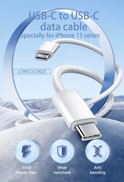 Ldnio Cable Fast Charger, Type-C to Type-C, 1Mm, 65Watts - LC901C
