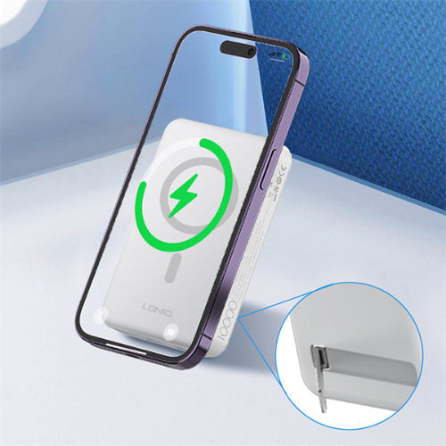 Ldnio Magnetic Wireless charging Power bank, 10000Mah, White - PQ16