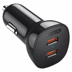 Choetech Dual Usb-C Fast Car Charger 40W Black - TC0008