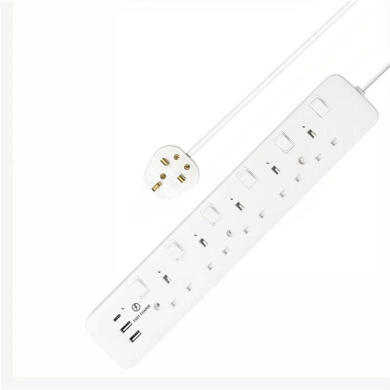 Extreme Power Extension3M Cable5 Way +2Usb+1 Type CInciviual Switch On/Off - 2024MTUSBC