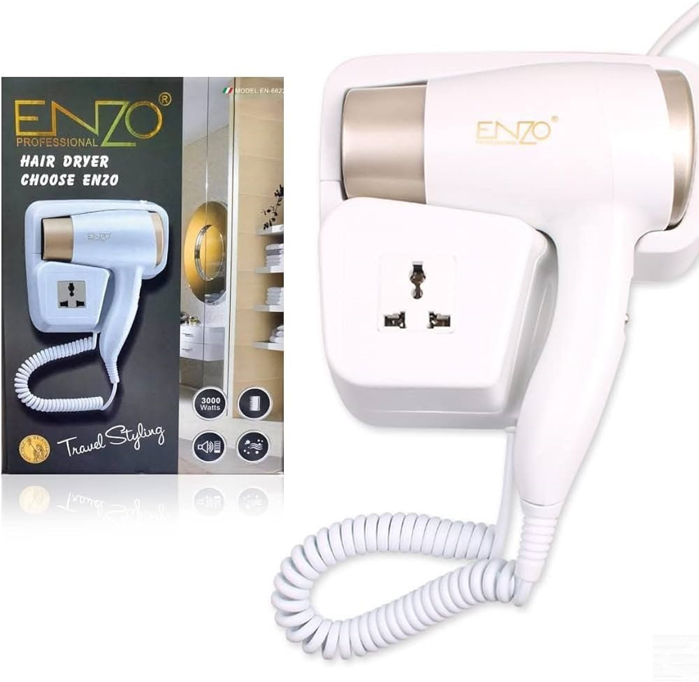 Enzo Bathroom Hair Dryer 1800-2000 Watts, White - EN-6622