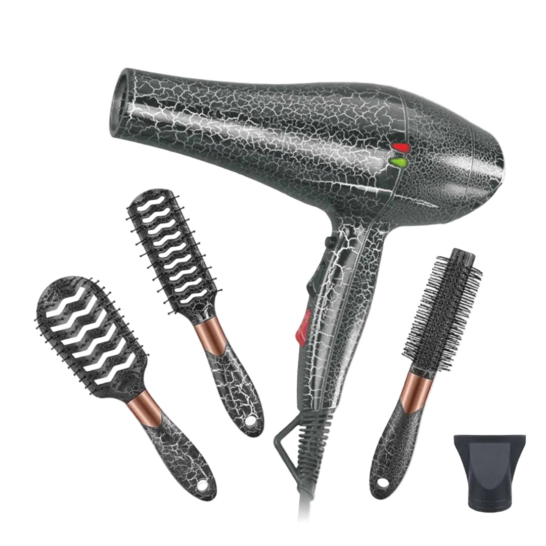 Enzo Set 4 In 1 Hair Dryer with Brushes, Black - EN-3133