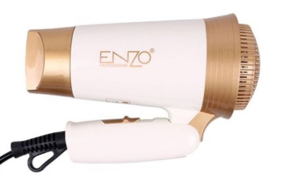 Enzo Hair Dryer Flexible Base, White & Gold - EN-607