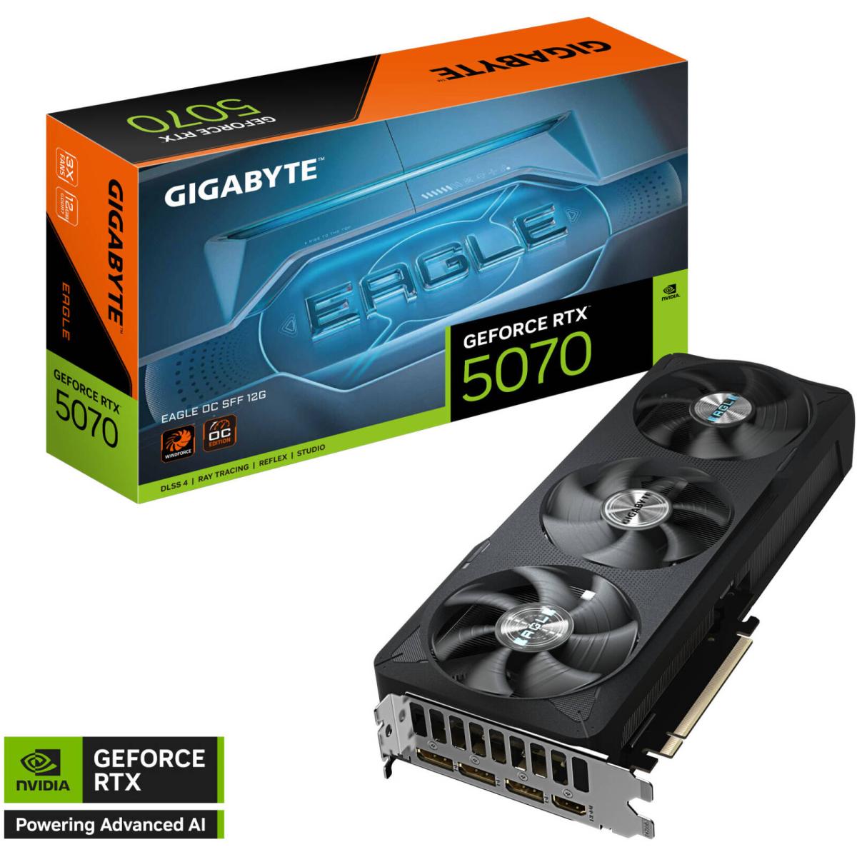 GIGABYTE GeForce RTX 5070 EAGLE OC SFF Graphics Card, 12GB GDDR7 192-Bit Memory, 2587 MHz Core Clock, 28 Gbps Memory Clock, 6144 CUDA Cores, PCI Express 5.0