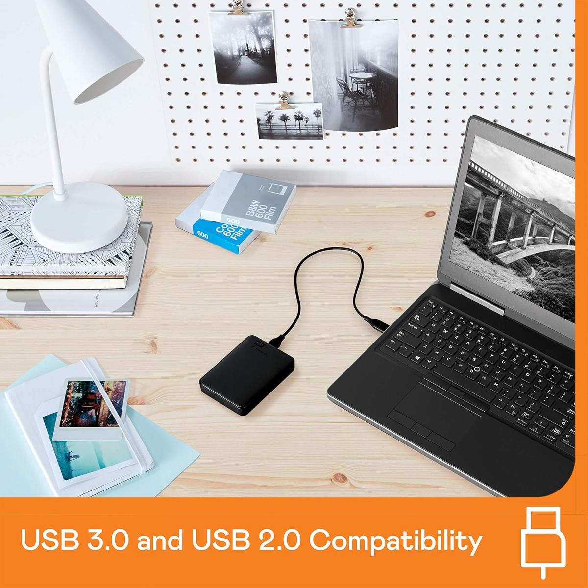 WD USB 3.0 portable external hard drive for data storage