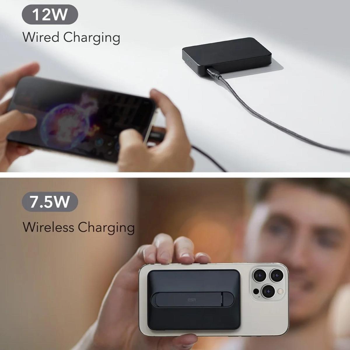 Esr Tech Esr for Magsafe Power Bank, Kickstand 6, 000mah Magsafe Portable Charger for Iphone 16/15/14/13/12, Black