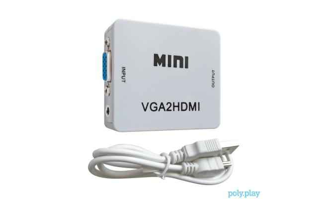 Mini VGA to HDMI (Female) Full HD 1080P Adapter With Audio 3.5 Connector For PC Laptop,Projector