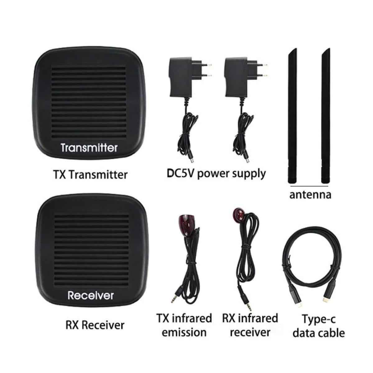 NO BRAND 200 meter Wireless Wi - Fi HDMI Extender with HDMI Loop Output + USB - C Input + IR