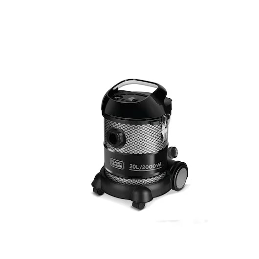 Black & Decker Drum Vacuum Cleaner, 20Lit, 2000Watts, Black - BV2000-B5