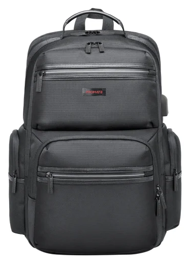 Promate Elite Pack Pro Heavy Duty Lightweight Backpack for 15.6” Laptops with Compartments