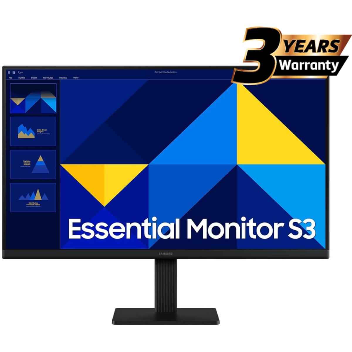 Samsung S3 Essential (D300) 27" Full-HD, IPS Flat Monitor, 100Hz, 5MS (GTG), Super Slim Design, Eye-Care Mode & Flicker Free | LS27D300GAMXUE |