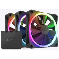 NZXT F120 RGB DUO 3IN1 (Black) PWM Airflow Fans & Controller, Fluid Dynamic Bearing (FDB) For Quiet & Cool Operations, Elegant Frame Design & Anti-Vibration Rubber Corners | RF-D12SF-B1 (Black) | - CompuMe