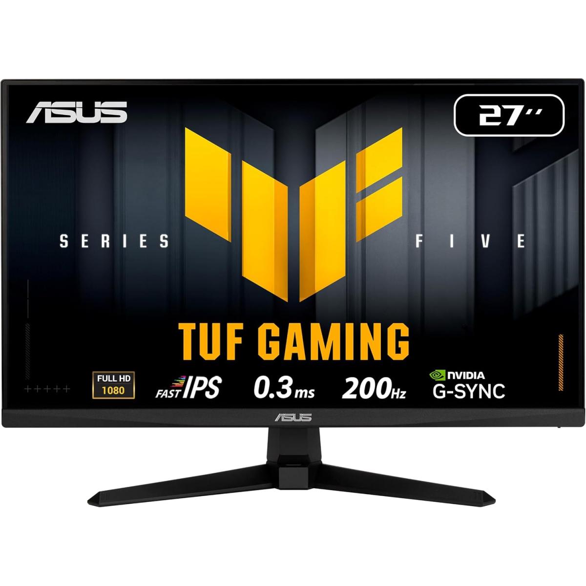 Asus TUF VG279Q5A Gaming AI 27" Fast IPS Full HD 200Hz 0.3 ms HDR10 G-Sync Compatible Extreme Low Motion Blur Sync w/ 2x HDMI , Display Port & Speaker , Black