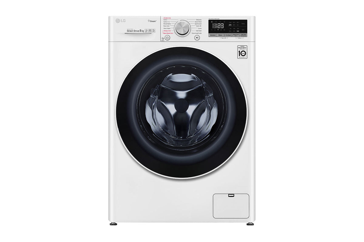 Front Load Washer 8KG , AI Direct Drive Motor, Steam , White Color
