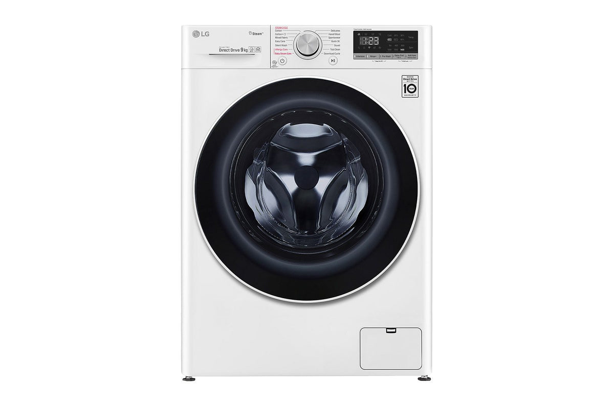 Front Load Washer 9KG , AI Direct Drive Motor , Steam , White Color
