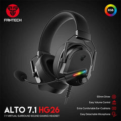 Fantech ALTO HG26 7.1 Virtual Surround USB Wired Ultra Comfort Gaming Headset w/ RGB Lighting Effects, Noise Cancelling Detachable Microphone & On-Ear Volume Controls | ALTO HG26 7.1 |
