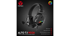 Fantech ALTO HG26 7.1 Virtual Surround USB Wired Ultra Comfort Gaming Headset w/ RGB Lighting Effects, Noise Cancelling Detachable Microphone & On-Ear Volume Controls