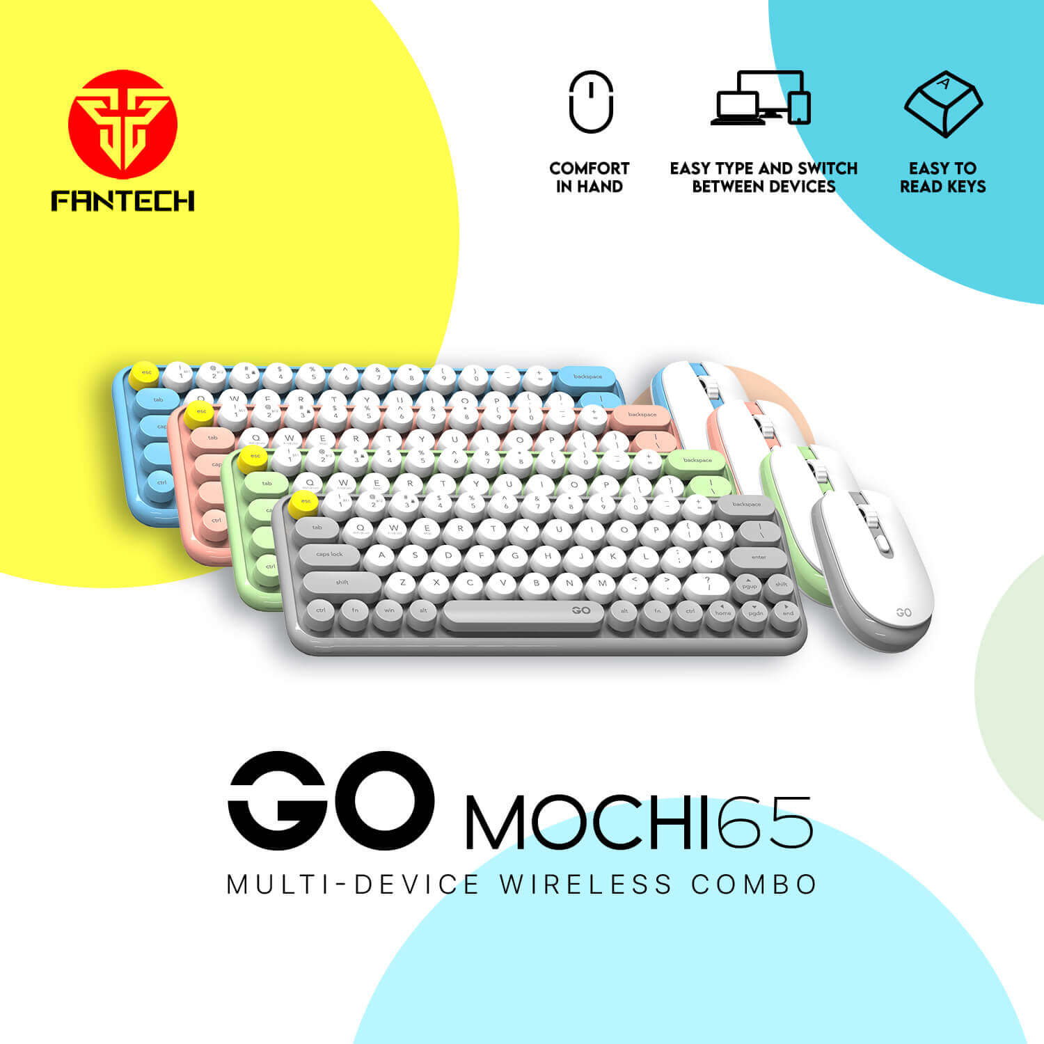Fantech Go Mochi65 Wk896 Wireless Keyboard Mouse Combo Peach Fantech Go Mochi65 Wk896 Wireless Keyboard Mouse Combo Peach