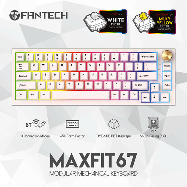 Fantech Maxfit67 MK858 Modular Bluetooth, Wireless RGB Mechanical Keyboard, gaming keyboard