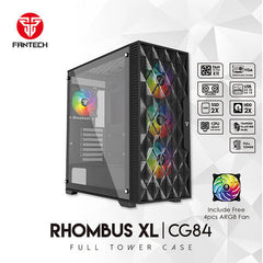FANTECH RHOMBUS XL CG84 ARGB FANS MID TOWER CASE - BLACK (EXCLUSIVE)