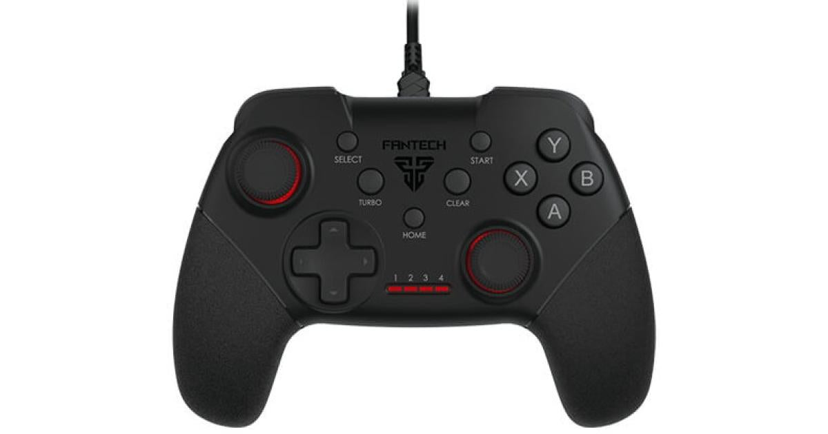 Fantech Shooter II GP13 Wired Gaming Controller, 1.8m Braided Cord, Dual Vibration Motors, Turbo Mode - Black