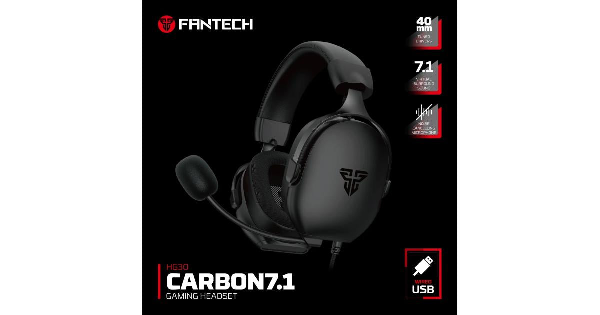 Fantech HG30 7.1 (Black) Virtual Surround USB Wired Ultra Comfort Gaming Headset w/ Omnidirectional Noise Cancelling Microphone & Built-In Volume Controls