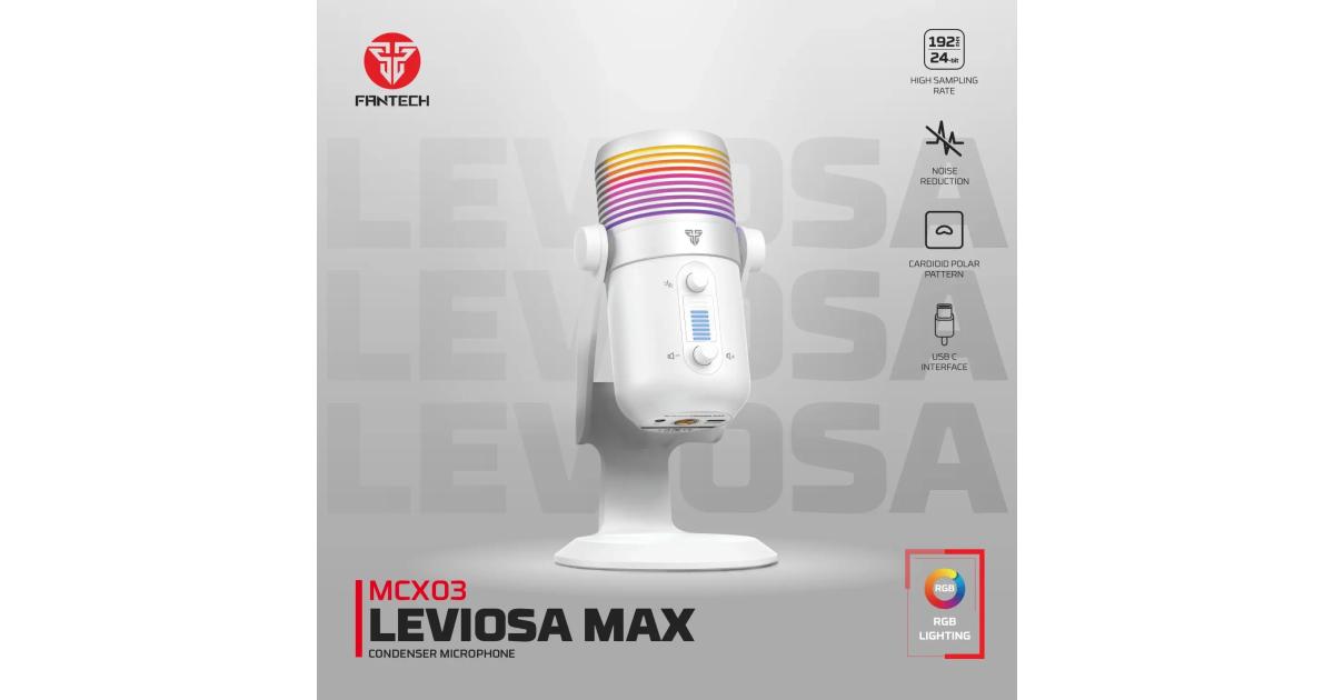 FANTECH LEVIOSA MCX03 Professional Condenser RGB STREAMING USB Microphone Cardioid Polar Pattern w/ One Touch To Mute Button & Noise Redduction Button