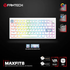 FANTECH MK921 MAX FIT QMK WIRELESS MECHANICAL KEYBOARD WHITE WHITE SWITCH