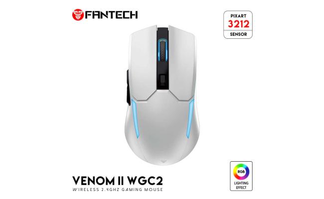 FANTECH VENOM II WGC2 RGB (Vibe Edition White) 2.4GHz Wireless Gaming Mouse with Optical Sensor, Up to 4000 DPI, Rechargeable 400mAh Battery