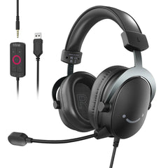 FIFINE AmpliGame H9 3.5mm Headset with USB Control Box for Mute, I/O Volume, 7.1 Surround Sound for Console/PC | H9 |