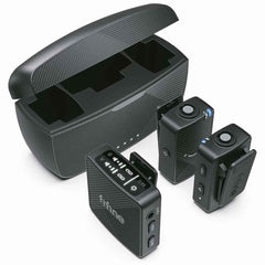 FIFINE M9 Dual Wireless Lav Microphones System Included Charging Case, Three Adapter Cables for Android, iPhone, Camera, M9