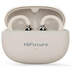 Hifuture Flexclip Ai Enhanced Environmental Noise Cancellation Enc Open Ear Wireless Earphone 30 Hrs Play Time Light Weigt Design Champagne Gold