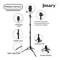 Jmary FM-536A 10 Inch Selfie Ring Light Tripod Kit